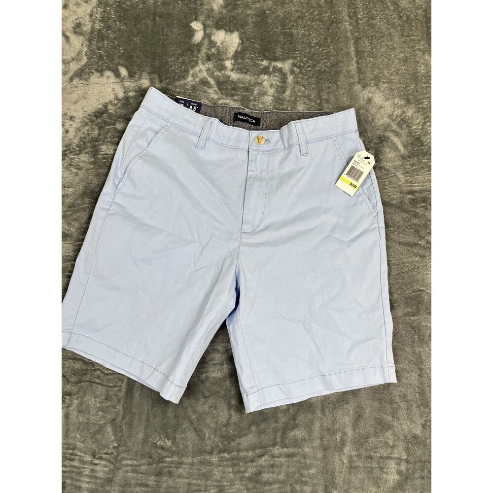 Nautica Mens Deck Shorts Classic Fit Stretch Noon Blue 30W NWT Casual
